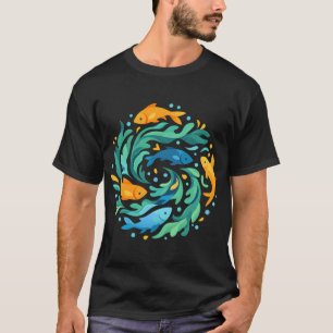 Abstrakter Goldfischwirbel Ozeanwellen Nautischer  T-Shirt