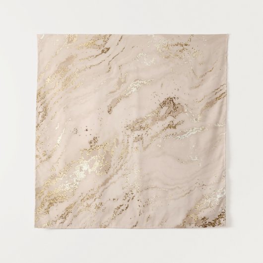 Abstrakter Goldmarmor mit Glitzer-Wellen Wandteppich (Vorderseite)