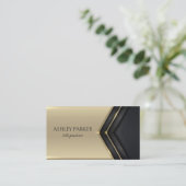 Abstrakter Goldrahmen auf schwarz Visitenkarte (Stehend Vorderseite)