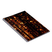 Abstrakter Goldregen mit hellen Partikeln mit Flac Notizblock (Rechte Seite)