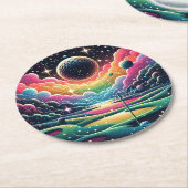 Abstrakter Golfer auf dem Golfball Zirkularsport Runder Pappuntersetzer (Angewinkelt)