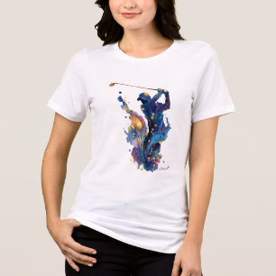 Abstrakter Golfer Flüssige Tinte Wasserfarbe Akt Tri-Blend Shirt