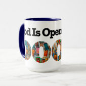 Abstrakter Gott eröffnet neue Türen Muster Blau Mo Tasse (Vorderseite Links)