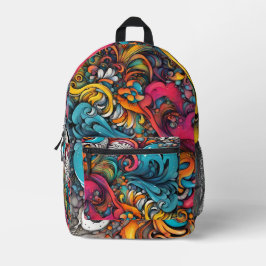 Abstrakter Graffiti-Muster Splash Art Bedruckter Rucksack