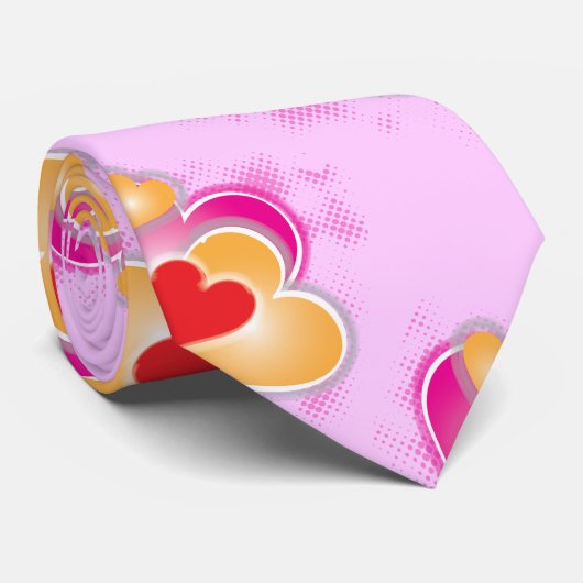 Abstrakter Grafik-Herz-Cluster auf rosa Krawatte (Gerollt)