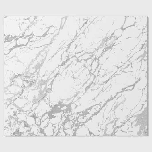 Abstrakter grauer Marmor Silver Carrara Shiny Geschenkpapier (Flach)