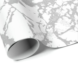 Abstrakter grauer Marmor Silver Carrara Shiny Geschenkpapier