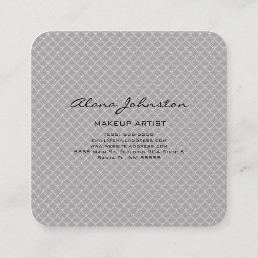 Abstrakter grauer Snakeskin Makeup Artist Quadratische Visitenkarte (Rückseite)