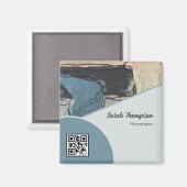 Abstrakter Graugrauer QR-Code für gemischte Medien Magnet (Vorderseite/Rückseite)