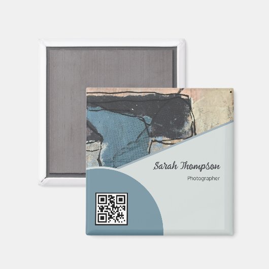 Abstrakter Graugrauer QR-Code für gemischte Medien Magnet (Vorderseite/Rückseite)