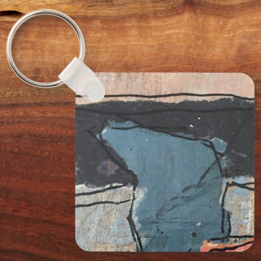 Abstrakter Graugrauer QR-Code für gemischte Medien Schlüsselanhänger (Vorderseite)