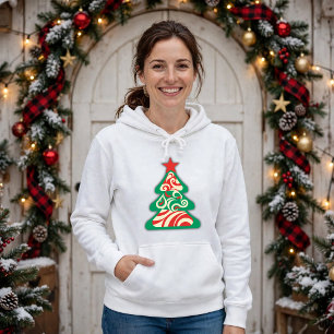 Abstrakter Groovy-Christbaum Minimalistisches Desi Hoodie