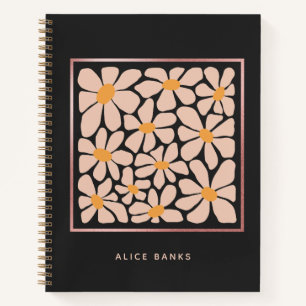 Abstrakter Groovy Daisy & Rose-Goldrahmen Notizblock