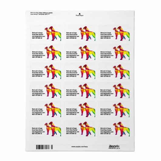 Abstrakter großer Hund Great Dane Adressaufkleber (Vorne)