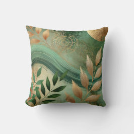 Abstrakter, grün-goldener Leaf-Kunststil 26 Kissen