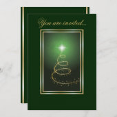 Abstrakter, grün leuchtender Weihnachtsbaum Einladung (Vorne/Hinten)