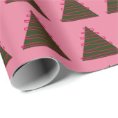 Abstrakter grüner Baum auf rosa Weihnachten Geschenkpapier (Rolleneckpunkt)