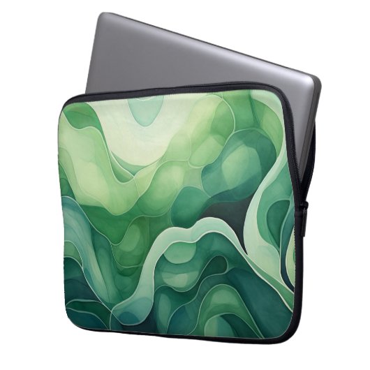 Abstrakter, grüner Farbdruck Laptopschutzhülle (Vorderseite Links)