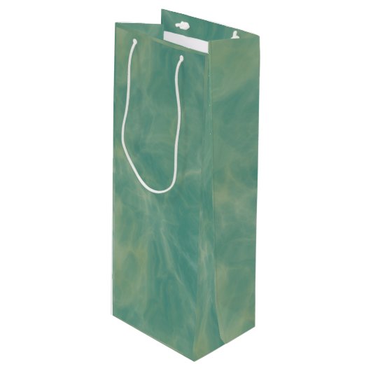 abstrakter grüner Marmor Geschenktüte Für Weinflaschen (Vorderseite Schrägansicht)