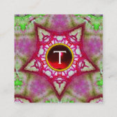ABSTRAKTER GRÜNER ROTER STAR, RUBY GEMSTONE MONOGR QUADRATISCHE VISITENKARTE (Rückseite)