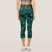 Abstrakter, grüner Smaragdpolygonaler Baum Capri Leggings (Rückseite)