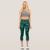 Abstrakter, grüner Smaragdpolygonaler Baum Capri Leggings (Vorderseite)