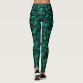 Abstrakter, grüner Smaragdpolygonaler Baum Leggings (Rückseite)