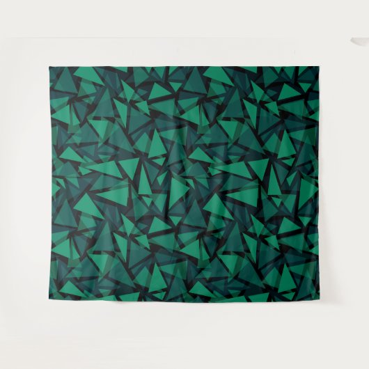 Abstrakter, grüner Smaragdpolygonaler Baum Wandteppich (Vorderseite (Horizontal))