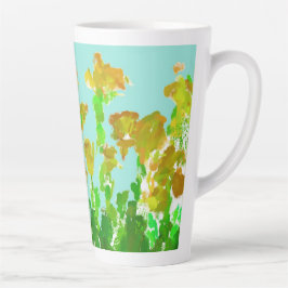 Abstrakter grüner und goldener Blumen-Tall-Latte-M Milchtasse