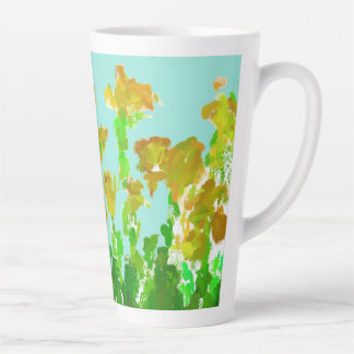Abstrakter grüner und goldener Blumen-Tall-Latte-M Milchtasse