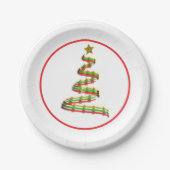 Abstrakter, grüner und goldener Weihnachtsbaum Pappteller (Vorderseite)