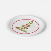 Abstrakter, grüner und goldener Weihnachtsbaum Pappteller (Schrägansicht)