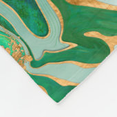 Abstrakter grüner und goldfarbener Marmor Fleecedecke (Ecke)