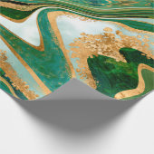 Abstrakter grüner und goldfarbener Marmor Geschenkpapier (Ecke)