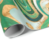 Abstrakter grüner und goldfarbener Marmor Geschenkpapier (Rolleneckpunkt)