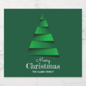 Abstrakter grüner Weihnachtsbaum Schaumweinetikett (Einzelnes Label)