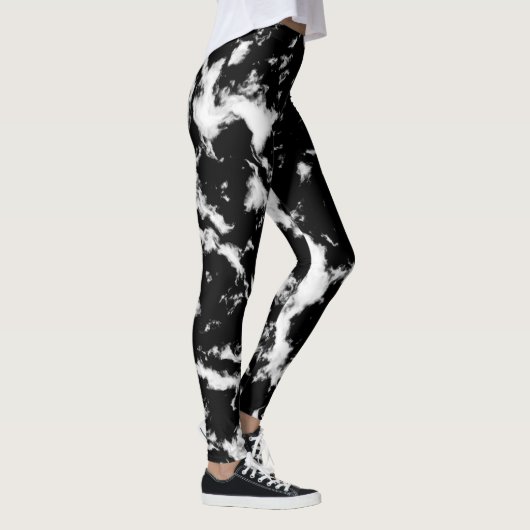 Abstrakter Grunge-Marmor - Schwarz-Weiß-Sammlung Leggings (Rechts)