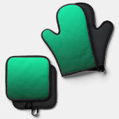 Abstrakter Grünkontrast Reinfarbiger Trend Ofenhandschuh & Topflappen-Set (Vorderseite/Rückseite)