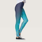 Abstrakter Grünmond und Schmetterlinge Leggings (Rechts)