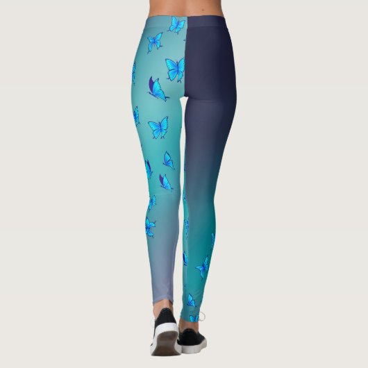 Abstrakter Grünmond und Schmetterlinge Leggings (Rückseite)