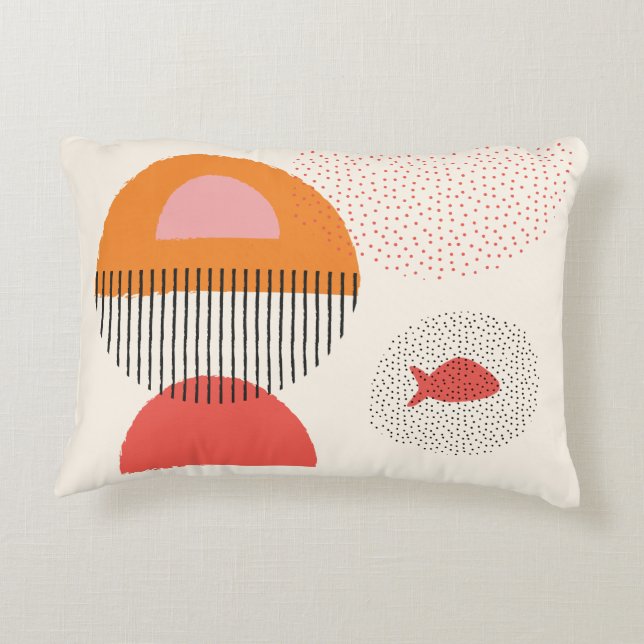 Abstrakter Halbkreis Dots Fische Pillow2 16" x 12" Dekokissen (Rückseite)