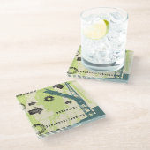 Abstrakter HalloTechnologie Hintergrund Glasuntersetzer (Schrägansicht)