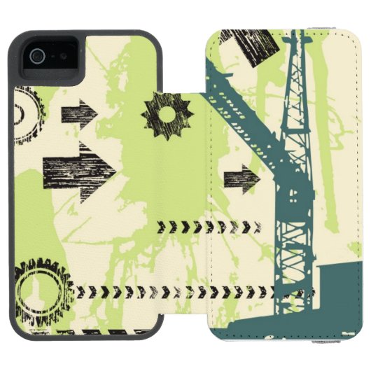 Abstrakter HalloTechnologie Hintergrund Incipio iPhone Geldbeutel-Hülle (Folio Geöffnet)