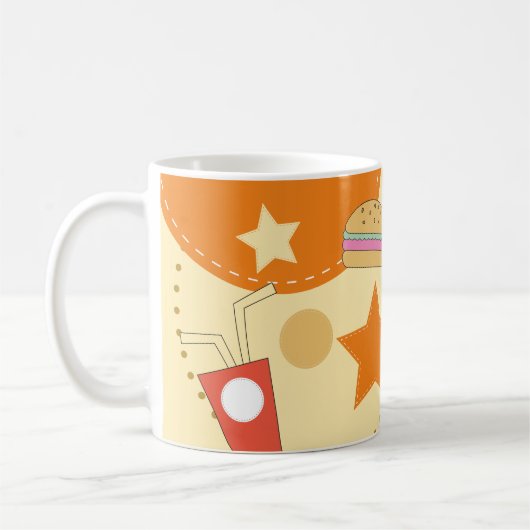 Abstrakter Hamburger, Fries und Drink Set Design Kaffeetasse (Links)