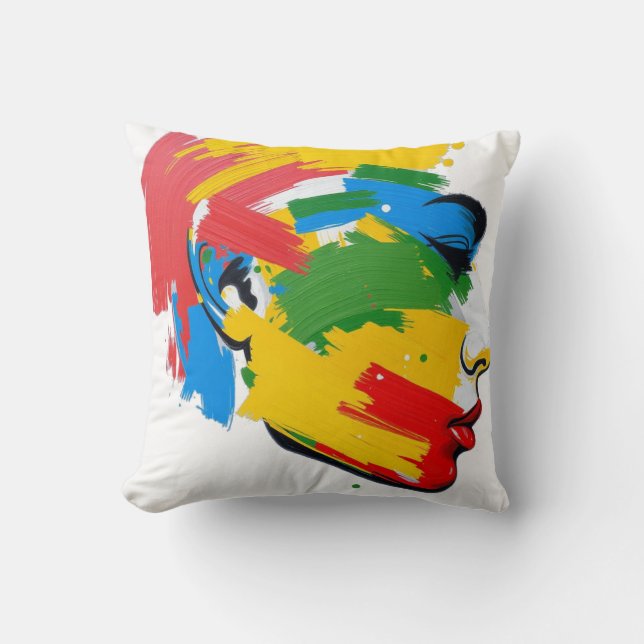 Abstrakter handgemalter moderner Feminismus Kissen (Vorderseite)