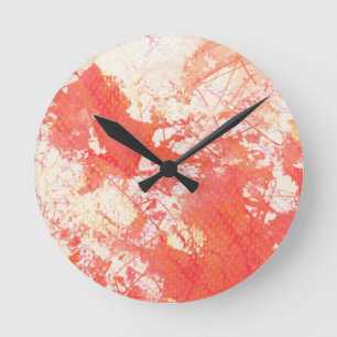 Abstrakter handgemalter Watercolorhintergrund. 2 Runde Wanduhr
