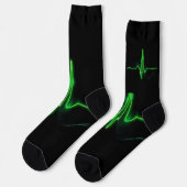 Abstrakter hellgrüner Herzschlag Socken (Linkes Detail)