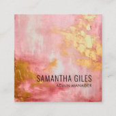 Abstrakter, hellrosa Goldlack Quadratische Visitenkarte (Vorderseite)