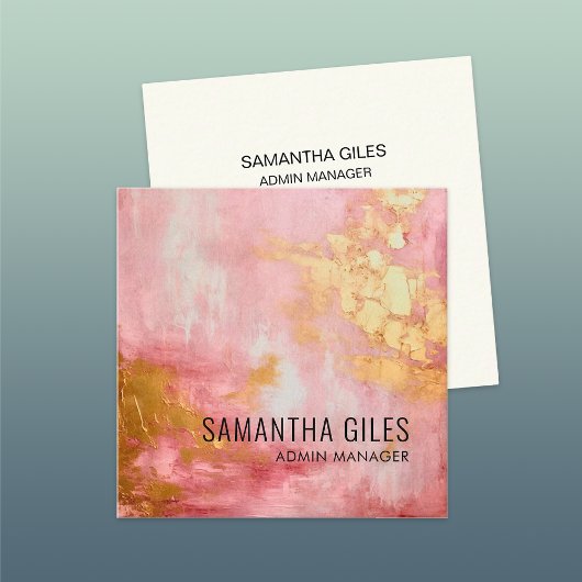 Abstrakter, hellrosa Goldlack Quadratische Visitenkarte