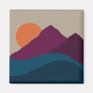 Abstrakter Herbst Herbstgebirge Landschaft Sonnenu Magnet
